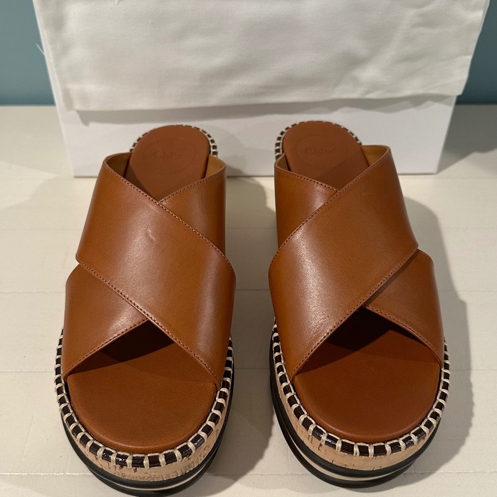 Chloé Laia Crisscross Leather Slides *BRAND NEW NEVER WORN* Size 38/8